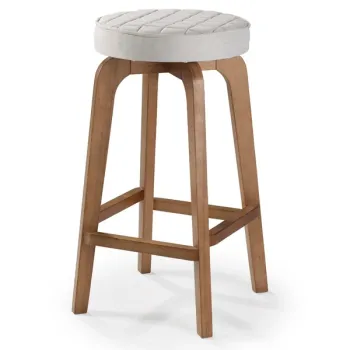 Lunio Kapitone Oturumlu Ahşap Bar Taburesi