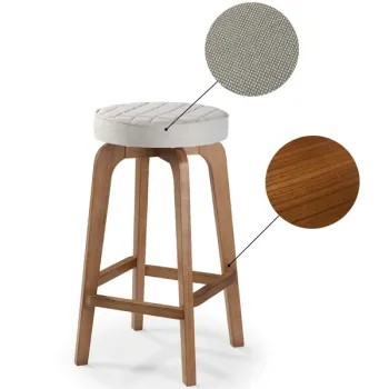 Lunio Kapitone Oturumlu Ahşap Bar Taburesi