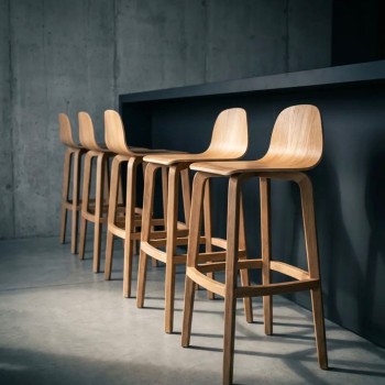 Masif Ahşap Bar Sandalyesi | Doğal Ahşap Modern Bar Taburesi