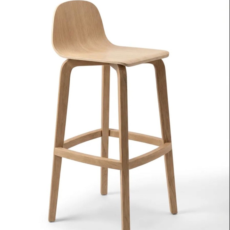 Masif Ahşap Bar Sandalyesi | Doğal Ahşap Modern Bar Taburesi