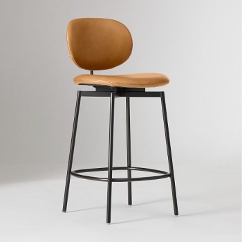 Linea Taba Döşemeli Siyah Metal Bar Sandalyesi