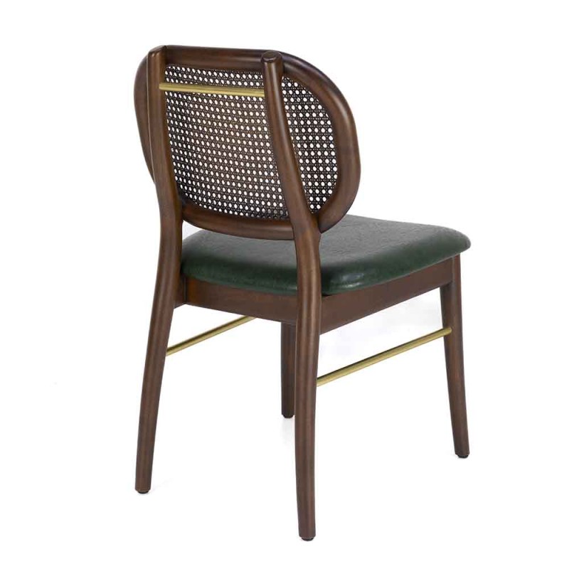 Zerola Ahşap Kolsuz Cafe Sandalyesi | Hasır Sırtlı Modern Cafe Sandalyesi