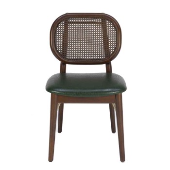 Zerola Ahşap Kolsuz Cafe Sandalyesi | Hasır Sırtlı Modern Cafe Sandalyesi