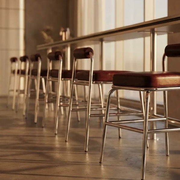 Paslanmaz 304 Kalite Bar Sandalyesi | Deri Oturumlu Profesyonel Bar Taburesi