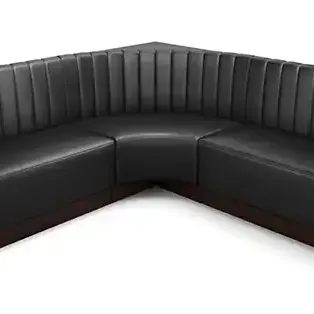 Siyah Deri Dilimli Köşe Cafe Restoran Bar Oturma Grupları